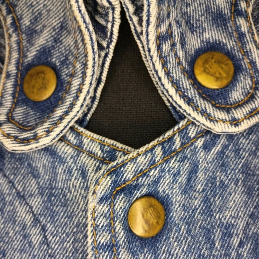 Acid Wash High Quality Denim Jacket Artisan Designed Bomber Style Men's Large - Picture 11 of 13